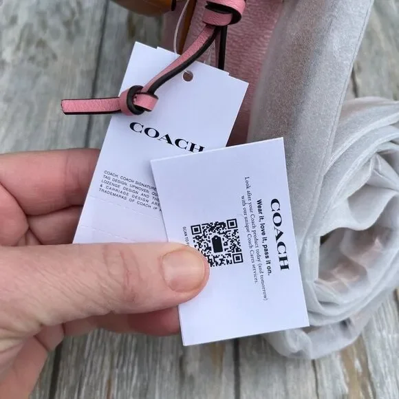 Coach Teri Shoulder Bag In Signature Canvas With Charms Powder Pink Purse - Picture 8 of 8